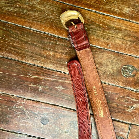 Vintage Adoppia Vita Brown Leather Belt Coral Jeweled Baroque Buckle Italy 28 main image 4